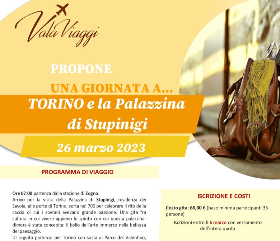 Valaviaggi, viaggio organizzato a Torino e la Palazzina di Stupinigi, 26 Marzo 2023